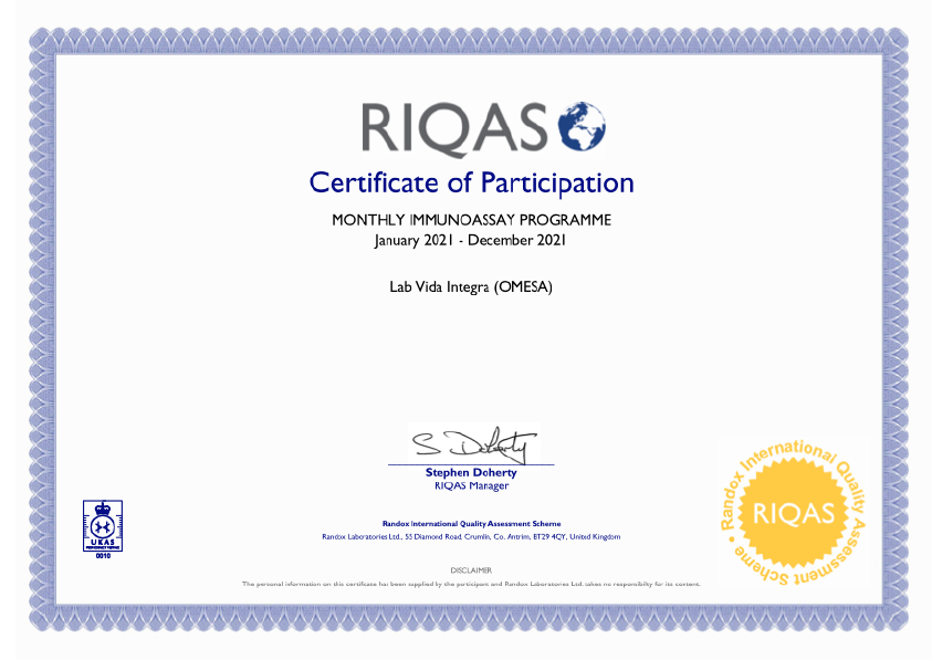 RIQAS Monthly Immunoassay – Vida Integra (OMESA)