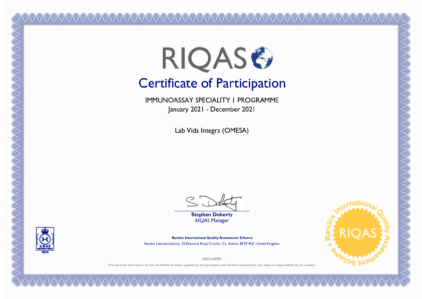 RIQAS Immunoassay Speciality – Vida Integra (OMESA)