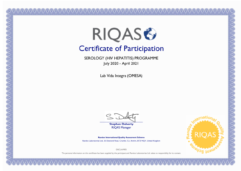RIQAS Serology (HIV / Hepatitis) – Vida Integra (OMESA)