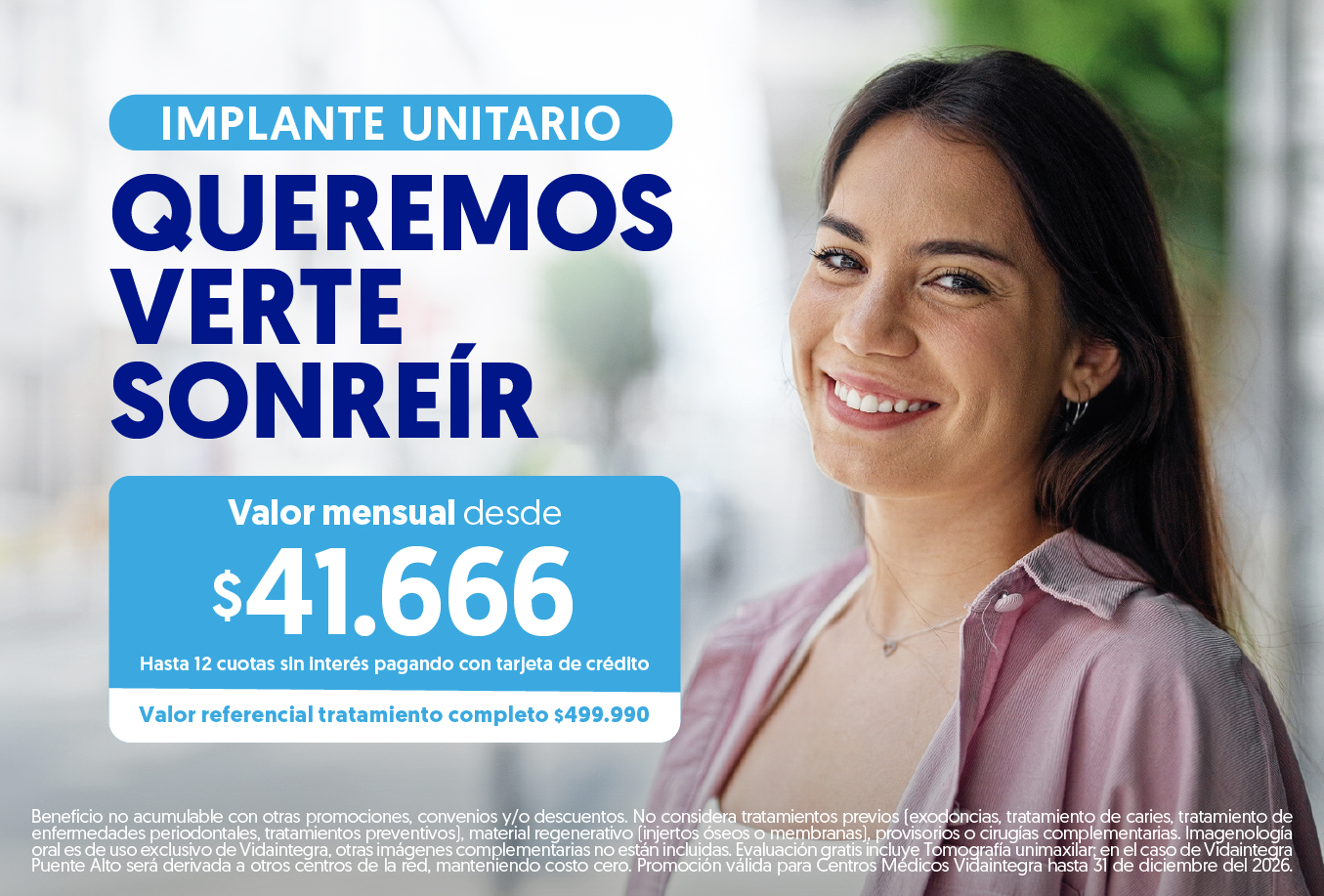 Implante Unitario — Queremos verte sonreír, valor mensual desde $41.666